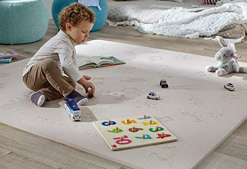 LuBabymats - Alfombra puzzle infantil para bebés de Foam (EVA), suelo extra acolchado para niños, Color Beige