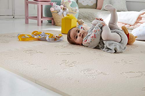 LuBabymats - Alfombra puzzle infantil para bebés de Foam (EVA), suelo extra acolchado para niños, Color Beige