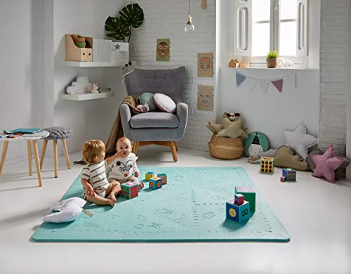 LuBabymats - Alfombra puzzle infantil para bebés de Foam (EVA), suelo extra acolchado para niños, color Mint