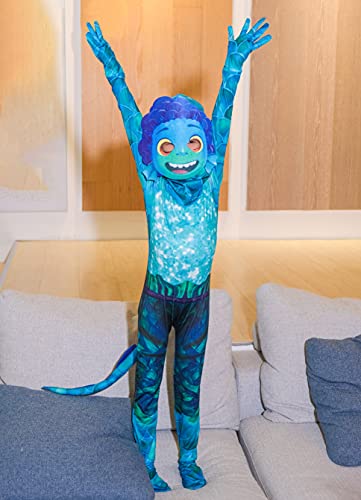 Luca Boys Fancy Dress Sea Monster Role Play Mono verde con máscara 3D para niños y niñas de 3 a 12 años