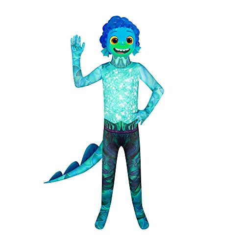 Luca Boys Fancy Dress Sea Monster Role Play Mono verde con máscara 3D para niños y niñas de 3 a 12 años