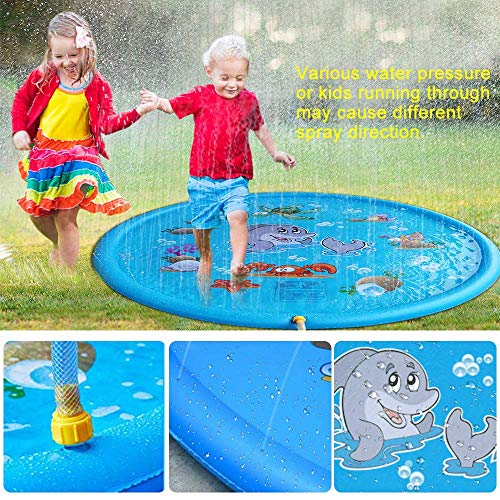 Luchild Splash Pad,170CM Aspersor de Juegos de Agua para Niños PVC Splash Play Mat Almohadilla de Juego de Agua para Niños para Jardín de Verano Juguetes Acuático Actividades Familiares