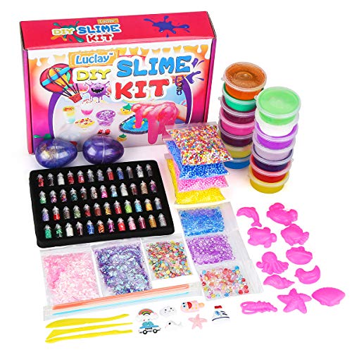 Luclay DIY Slime Kit - Crystal Slime para Manualidades Niños, Kit de Slime para Hacer Juego Slime Regalos para Niños