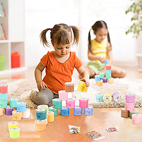 Luclay - Slime para niños, esponjoso, blando, superelásticos y no pegajosos, juguetes para aliviar el estrés, tipo plastilina para niños decoraciones de helados, dulces, paquete de 28, 18 unidades