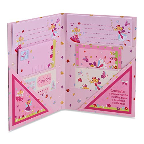 Lucy Locket - Juego de Escritura Infantil con «Hadas» de Color Rosa - Kit de papelería con Hojas, Sobres y Postales para niños