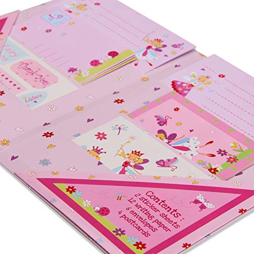 Lucy Locket - Juego de Escritura Infantil con «Hadas» de Color Rosa - Kit de papelería con Hojas, Sobres y Postales para niños