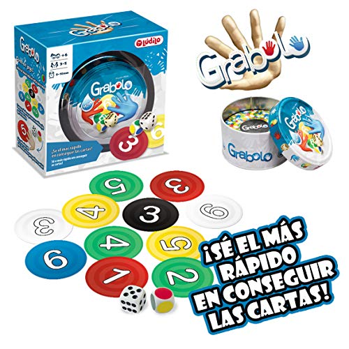 LUDILO- Grabolo Educativo, Mesa para niños, Agilidad Mental, Cartas, Juegos de Viaje, Resistente al Agua, Jugar en Familia. (80458)