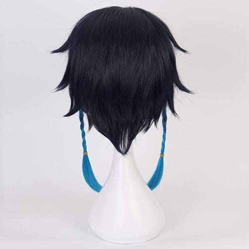 Lusha Venti pelucas de disfraz de cosplay, pelo sintético de anime con gorro de peluca gratis