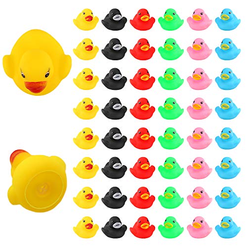 LUTER 48 Piezas Patos de Goma, Flotador y Chirrido, Pequeños Patos Coloridos, Juguetes de Bañera para Ducha / Cumpleaños / Suministros para Fiestas