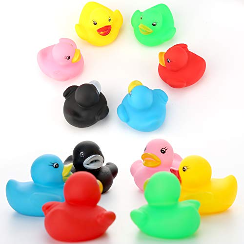 LUTER 48 Piezas Patos de Goma, Flotador y Chirrido, Pequeños Patos Coloridos, Juguetes de Bañera para Ducha / Cumpleaños / Suministros para Fiestas