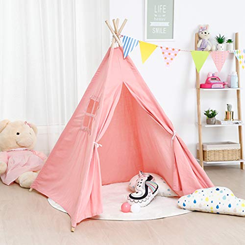 LUVODI Tipi Infantil,Tienda Campaña Infantil Indios Plegable Tienda Tipi Infantil Niña Regalo para Bebes Tipi Indio para Niños con Ventana en Interior Exterior Rosa 120x120x160cm