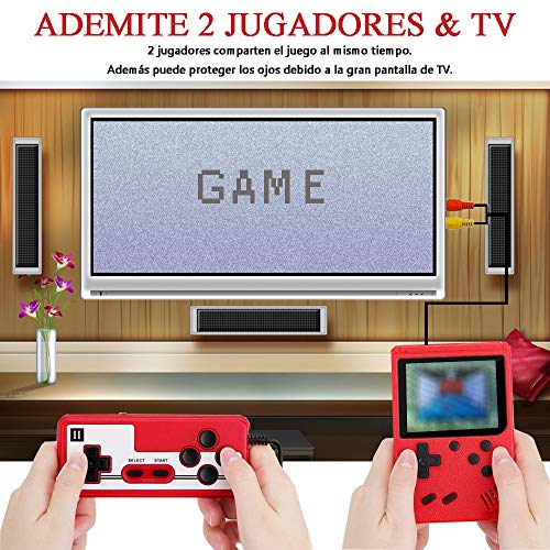 Lvozize Consola Retro, Consola de Juegos Portátil con 400 Juegos Clásicos Pantalla 3 Pulgadas Soporte TV 2 Jugadores Regalo de Cumpleaños Navidad para Niños Amigos Adultos-Rojo