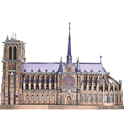 LWKBE Rompecabezas 3D para Adultos Movible Notre Dame de Paris Church Modelo Kits Gran desafío Francés Catedral Cerebro Arquitectura Arquitectura Edificio Rompecabezas, 382 Piezas