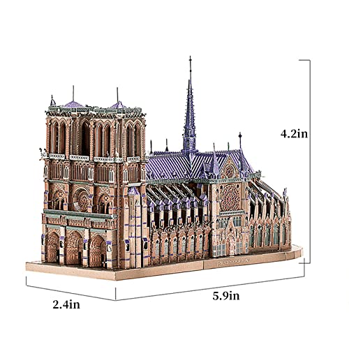 LWKBE Rompecabezas 3D para Adultos Movible Notre Dame de Paris Church Modelo Kits Gran desafío Francés Catedral Cerebro Arquitectura Arquitectura Edificio Rompecabezas, 382 Piezas