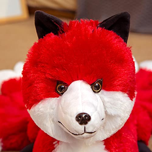 LXT-KL Lindo suave blanco rojo nueve colas Fox felpa juguete animales de peluche nueve colas Kitsune muñecas regalos creativos para TV y juegos