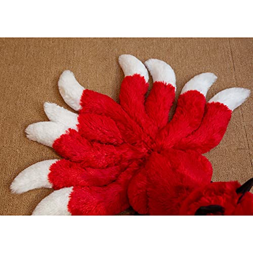 LXT-KL Lindo suave blanco rojo nueve colas Fox felpa juguete animales de peluche nueve colas Kitsune muñecas regalos creativos para TV y juegos