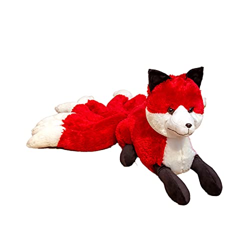 LXT-KL Lindo suave blanco rojo nueve colas Fox felpa juguete animales de peluche nueve colas Kitsune muñecas regalos creativos para TV y juegos