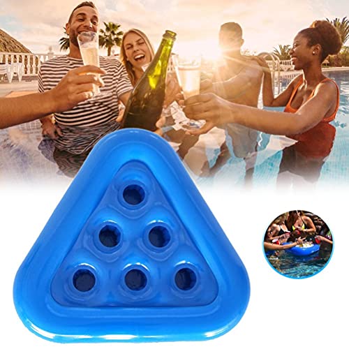 Lybring Soporte flotante inflable para bebidas, bandeja triangular de seis agujeros para bañera de hidromasaje, piscina, playa, fiesta, accesorios