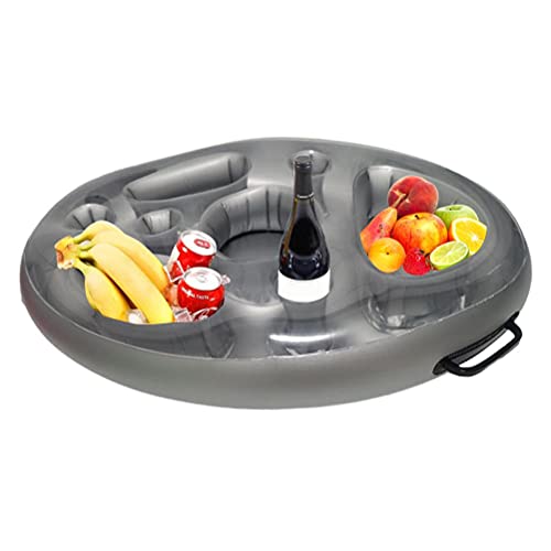 Lybring Soporte inflable flotante para bebidas, bandeja para bebidas con varios agujeros, gran capacidad para piscinas, bañera de hidromasaje, playa, práctica