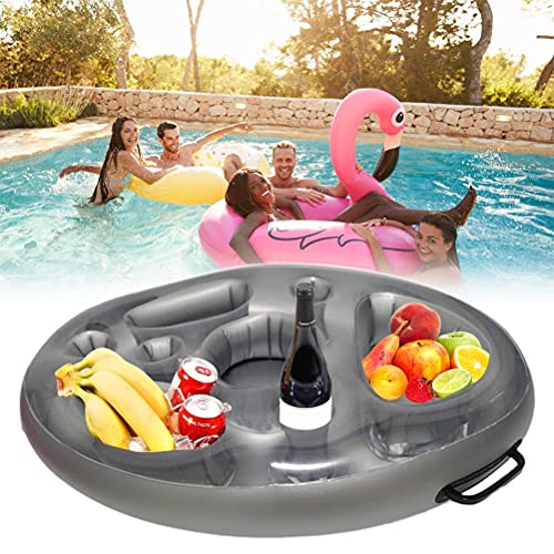 Lybring Soporte inflable flotante para bebidas, bandeja para bebidas con varios agujeros, gran capacidad para piscinas, bañera de hidromasaje, playa, práctica