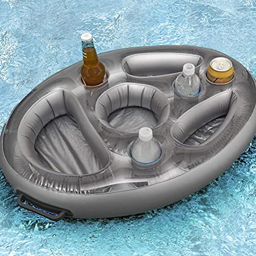 Lybring Soporte inflable flotante para bebidas, bandeja para bebidas con varios agujeros, gran capacidad para piscinas, bañera de hidromasaje, playa, práctica