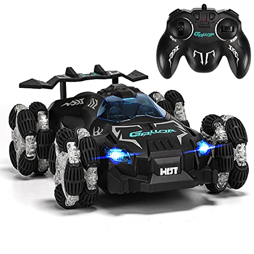 Maegoo Coche Teledirigido, 2,4GHz Coche Teledirigidos con Luz LED, Giratorio 360° Rociar Deriva Coche, 4WD Alta Velocidad Todoterreno Recargable RC Coche para Niños Adulto Regalo Cumpleaños