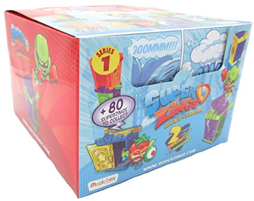 Magic Box SUPERZINGS Caja Completa 12 Sobres 2 Personajes Cada uno (1 héroe + 1 Enemigo) y 2 escondites (Hideout) Total Originales Rivals of Kaboom Serie 1