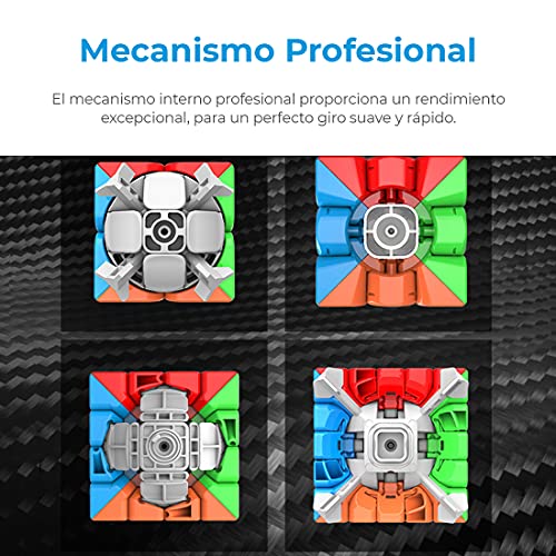 MAGIC SELECT Cubo Mágico 3x3 Clásico Meilong Moyu Cubing Classroom Fibra de Carbono, Sticker Antideslizante con Giro más rápido, fácil y Suave, Rompecabezas 3D, Principiantes y Profesionales