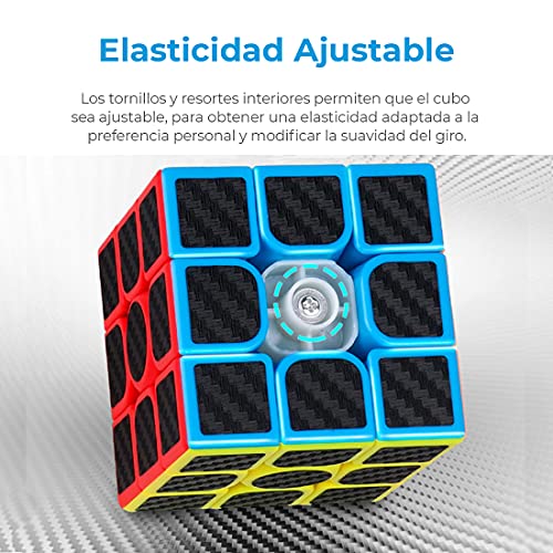 MAGIC SELECT Cubo Mágico 3x3 Clásico Meilong Moyu Cubing Classroom Fibra de Carbono, Sticker Antideslizante con Giro más rápido, fácil y Suave, Rompecabezas 3D, Principiantes y Profesionales