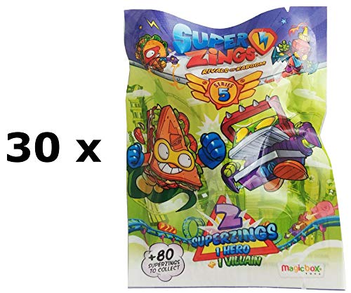 Magicbox - SZ5TW0201 - Super Zings Box completo 30 bolsitas con 2 personajes cada una original Rivals of Kaboom Serie 5 - Multicolor - 3 cm