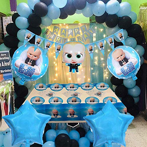 Magichui Baby Boss Birthday Decorations, Baby Boss Party Supplies Set, Baby Party Supplies, Children Carnival Party Supplies Decoration - Banner, Balloon, Cake Topper, Servilletas, Blowouts, Banderín