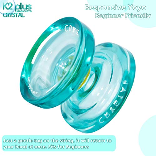 MAGICYOYO Yoyo para niños K2 PLUS, Sensible yoyo para principiantes, proposito doble, con Rodamiento KK de repuesto para intermedios avanzados, removedor de cojinetes, bolsa, 5 cuerdas de yoyo (verde)