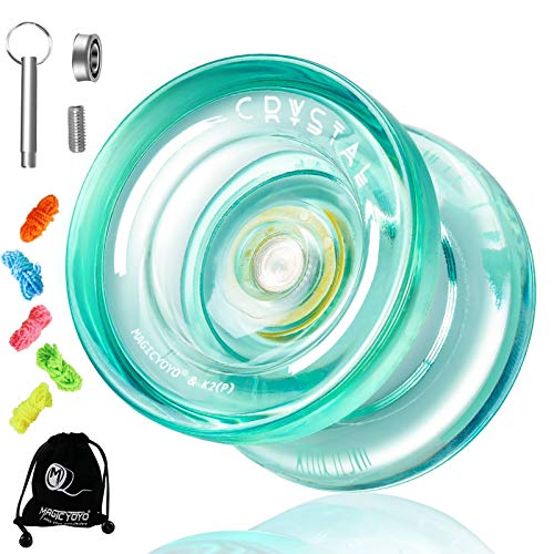 MAGICYOYO Yoyo para niños K2 PLUS, Sensible yoyo para principiantes, proposito doble, con Rodamiento KK de repuesto para intermedios avanzados, removedor de cojinetes, bolsa, 5 cuerdas de yoyo (verde)