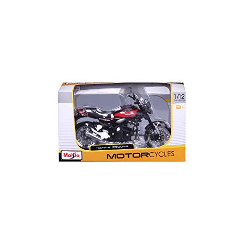 Maisto Kawasaki Z900RS - Modelo de moto a escala 1:12 con suspensión y caballete lateral plegable, 17 cm, color marrón y naranja (5-18990)