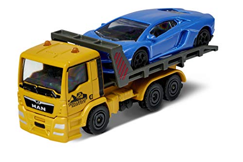 Majorette Man TGS-Camión de Remolque, Lamborghini Aventador, Azul, Rueda Libre, Apertura y/o Partes móviles, 13 cm, para niños a Partir de 3 años (212053154Q04)