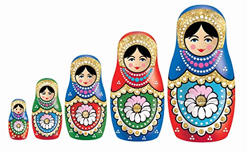 Mammut Spiel & Geschenk Glitzer Crafts Manualidades Purpurina Set Completo de 5 Matroschkas de Madera, 6 Colores acrílicos Barnices y Otros Accesorios para niños a Partir de 6 años (8171509)