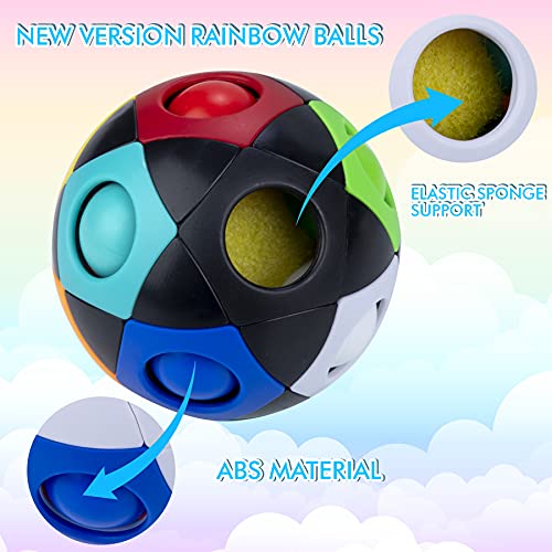 Mamowla Magic Rainbow Ball New 3D Puzzle Ball Arco Iris Pelota Juguetes Educativos Speed Cube Rainbow Puzzle Ball Pelota Mgica Arco Iris Desarrollar La Inteligencia para NiñOs Y Adultos Negro