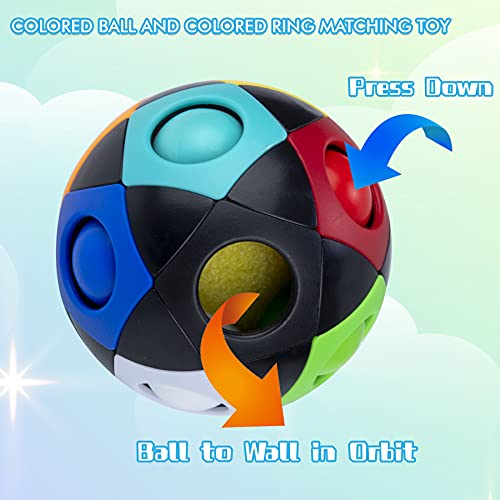 Mamowla Magic Rainbow Ball New 3D Puzzle Ball Arco Iris Pelota Juguetes Educativos Speed Cube Rainbow Puzzle Ball Pelota Mgica Arco Iris Desarrollar La Inteligencia para NiñOs Y Adultos Negro