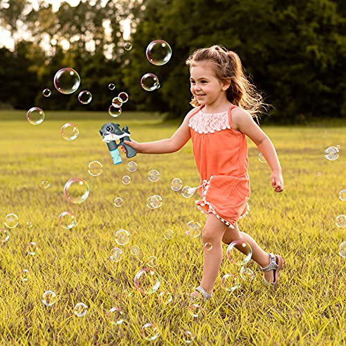 Máquina de Burbujas, Pistola de Pompas de Jabón, Máquina de Burbujas Automática Niños,Maquina Pompas Jabón Automática Portátil,Ametralladora de Burbujas de delfín con Sonido -2*Pompas Jabon (Gris)