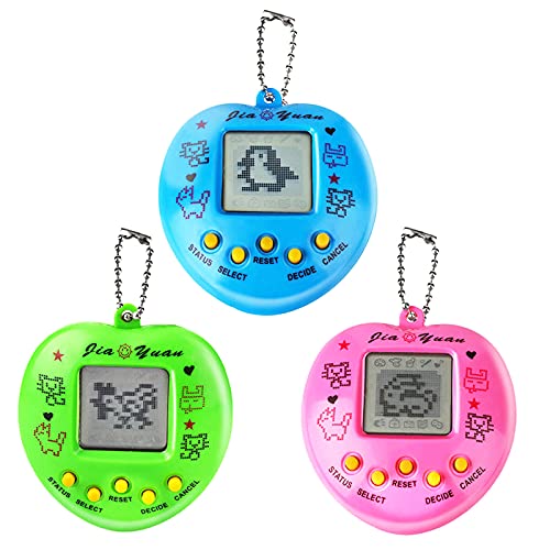 Máquina de juego electrónica para mascotas, 3pcs consolas de juegos, mascotas virtuales, juguete de animales, juguete retro de regalo de cumpleaños con llavero para adultos y niños (color aleatorio)