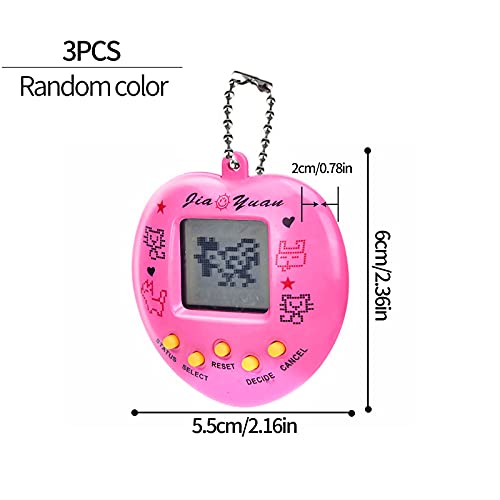 Máquina de juego electrónica para mascotas, 3pcs consolas de juegos, mascotas virtuales, juguete de animales, juguete retro de regalo de cumpleaños con llavero para adultos y niños (color aleatorio)