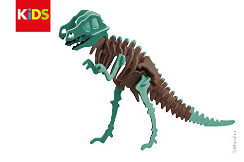 Marabu 0317000000021 Kids 3D - Puzzle de Madera (29 Piezas), diseño de Dinosaurios T-Rex 23,5 x 32 cm, Color marrón