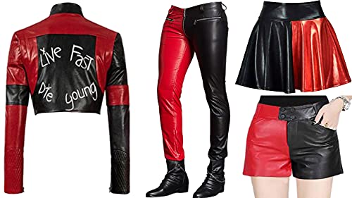 Margot Robbie Suicide Squad 2 Harley Quinn 2021 Cosplay traje corto chaqueta de cuero