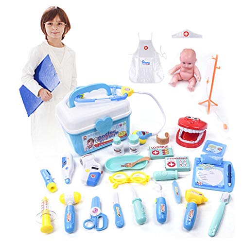 Maril Maletin Medicos Juguete De Doctora Kit, 28 PCS Maletin Medicos Juguete Doctora Juguetes para Niños Pequeños Niñas con Caja De Almacenamiento Frugal Pleasure