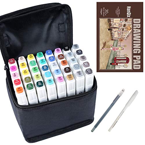 Marker Pen Set Dibujo rotulador Animación Boceto Marcadores Set de doble marcador de punta para el artista gráfico Manga marcadores de cepillo (40)