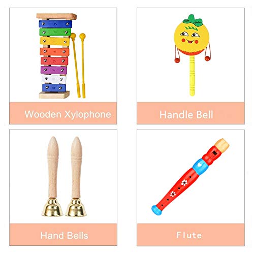 MarkersHome 24 Pcs Juguetes Instrumentos Musicales uguetes Músicales de Percusion Bebes Instrumentos Musicales Infantil Juguetes de Educación Temprana con Mochila de Almacenamiento Regalos para niños