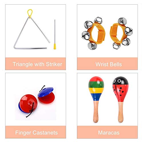 MarkersHome 24 Pcs Juguetes Instrumentos Musicales uguetes Músicales de Percusion Bebes Instrumentos Musicales Infantil Juguetes de Educación Temprana con Mochila de Almacenamiento Regalos para niños