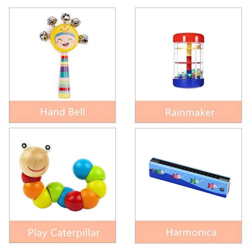 MarkersHome 24 Pcs Juguetes Instrumentos Musicales uguetes Músicales de Percusion Bebes Instrumentos Musicales Infantil Juguetes de Educación Temprana con Mochila de Almacenamiento Regalos para niños