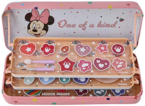 Markwins Mouse Lip & Face Tin-Set Niñas Minnie-Neceser, Selección de Productos Seguros en una Lata de Maquillaje Reutilizable con 3 Pisos (1580154E)