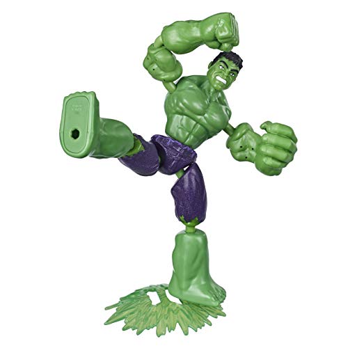 Marvel acción de Los Vengadores Bend and Flex de 15 cm, Figura de Hulk Flexible, Incluye un Accesorio de Efecto, para niños a Partir de 6 años, Multicolor (Hasbro 79196)